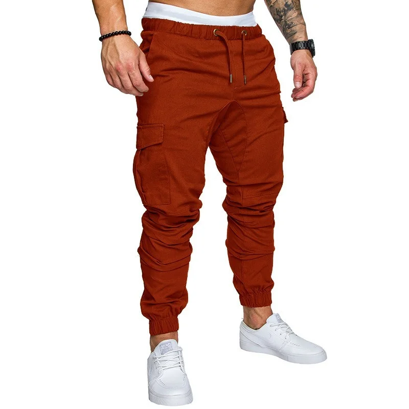 Multi-pocket Men's Cargo Sweatpants Solid Color Drawstring Harem Pants Outdoor Sports Streetwear 12 Colors Jogging Pencil Pants 3