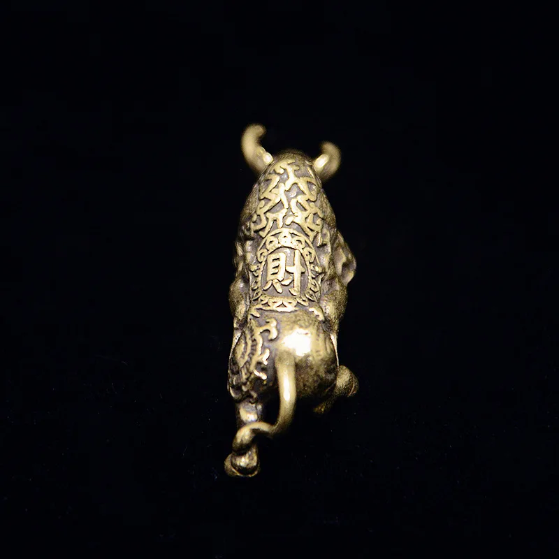 Retro Brass Bull Ornament Sculpture Copper Miniature Ornaments Home Desk Decoration