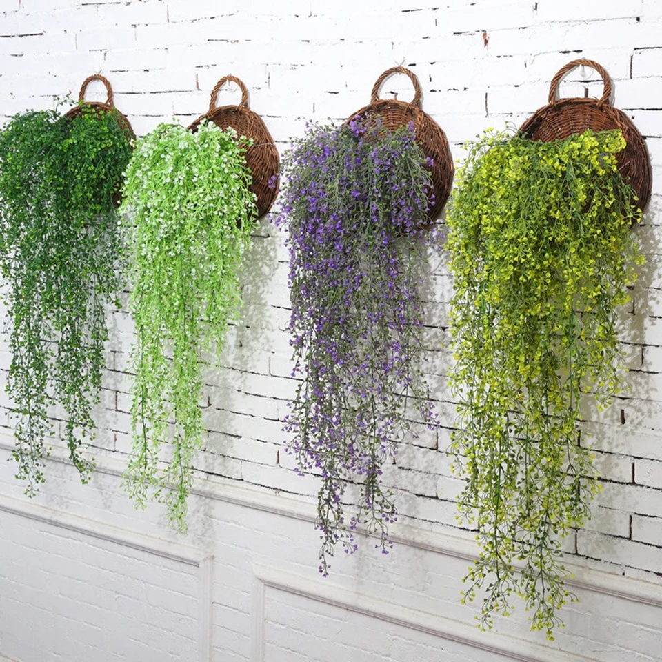 NICETOW Cestino da Appendere in Vimini da Parete, vasi da Fiori appesi in Tessuto di Rattan, Cesto portaoggetti Appeso Rustico Fatto a Mano per Piante da Giardino di casa da Decorazione da Parete-Na