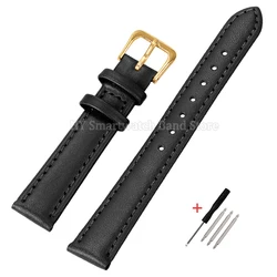 Premium PU Leather Watch Strap - Ultra Thin & Soft Universal Wrist Band - 20mm (Black - Gold)