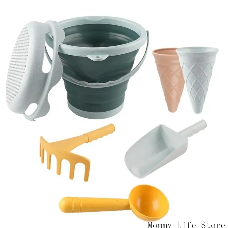 Portable Collapsible Sand Toy Set With Shovel For Children Beach Pool Fun Bucket Water Play_voghion.com