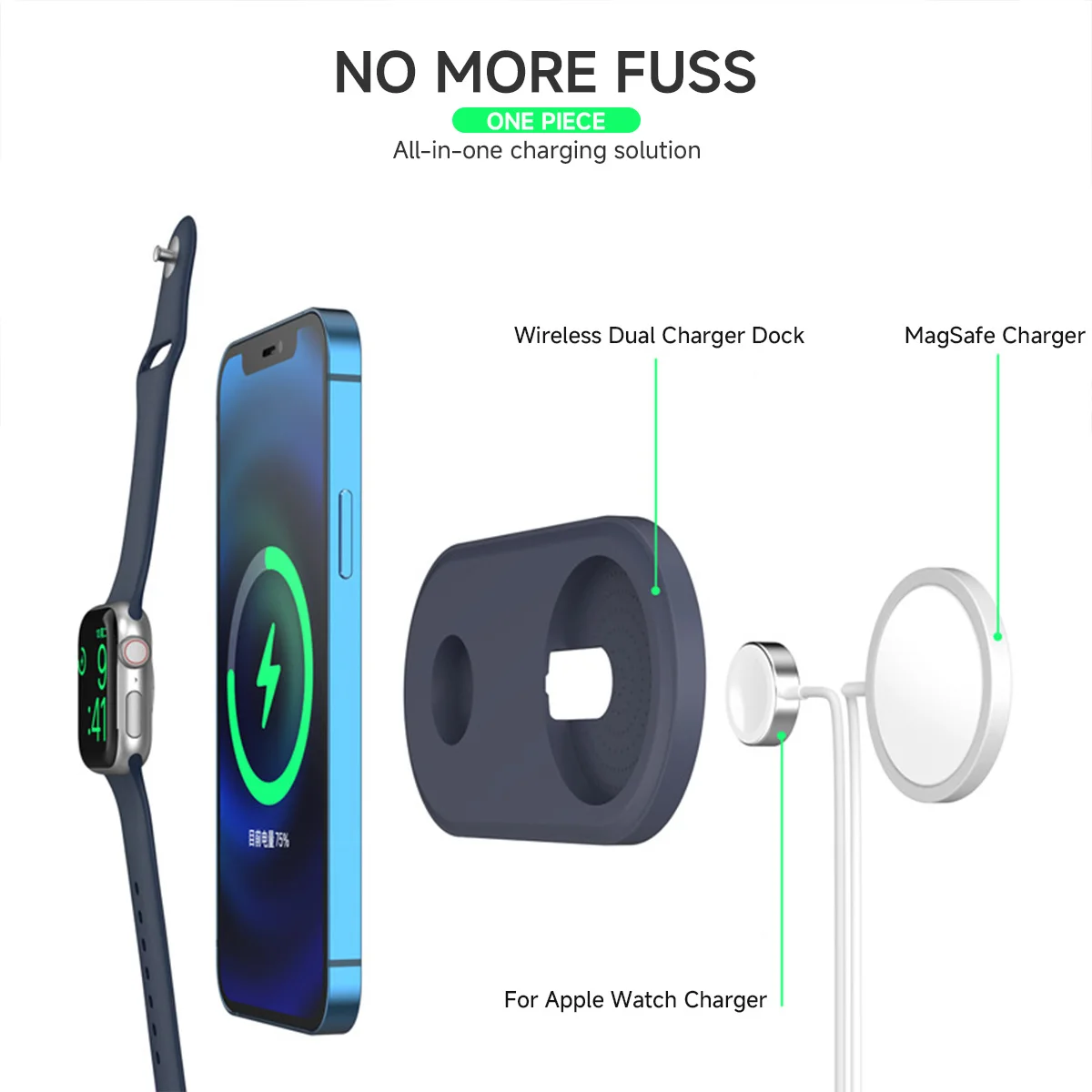 2 IN 1 Silicone Charger Holder for Iphone 16Pro Magnetic Charging Station Dock Desk Bracket for Apple Watch Ultra 10 9 8 7 6 5 4