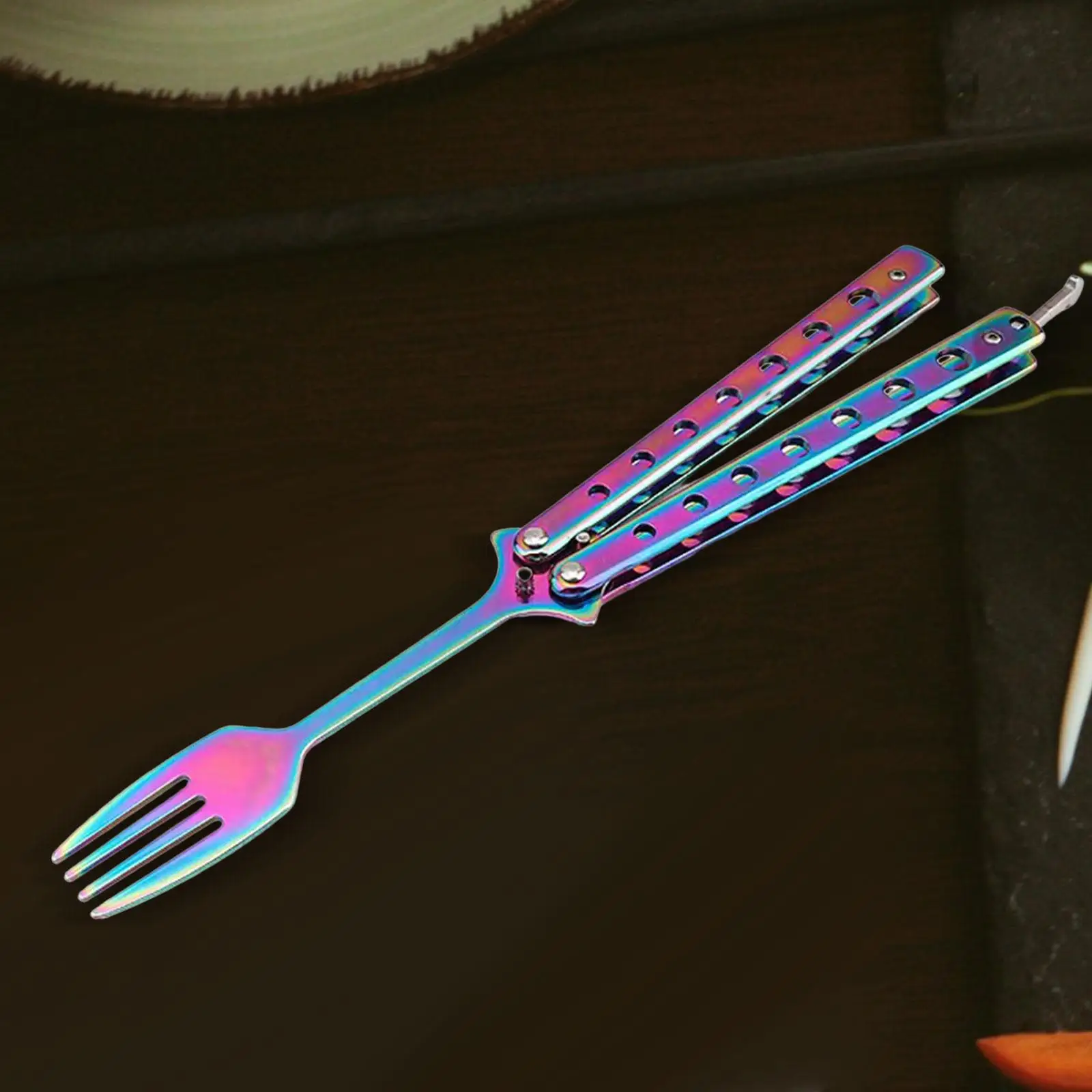 Butterfly Fork Stainless Steel Portable Foldable Utensil Butterfly Training Fork For Hunting Picnic Office Backpacking Kitchen