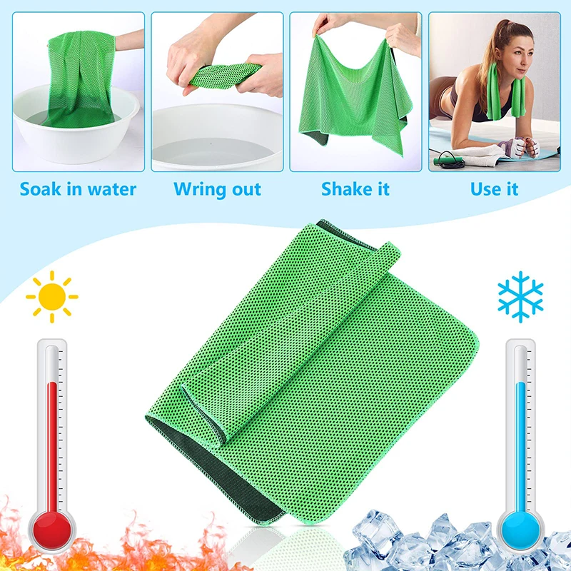 Portable Sport Towel with Mini Silicon Gel Set Cold Towel Microfiber Quick Drying Sports Cooling Ice Running Yoga Gym Club