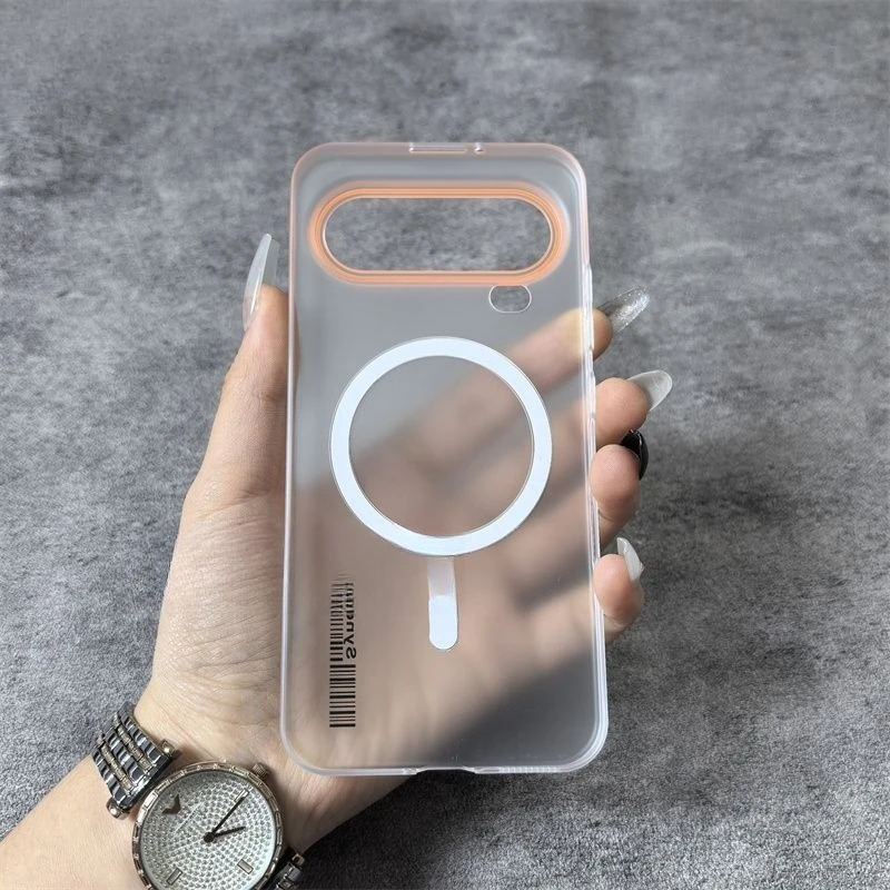 Enhanced Product Title: Transparent Anti-Slip Magnetic PC Case with Shockproof Lens Protection