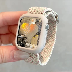 Korean Cute Braided Strap + Nylon Bracelet Case for Series456SE 44MM (Colorful Starlight)