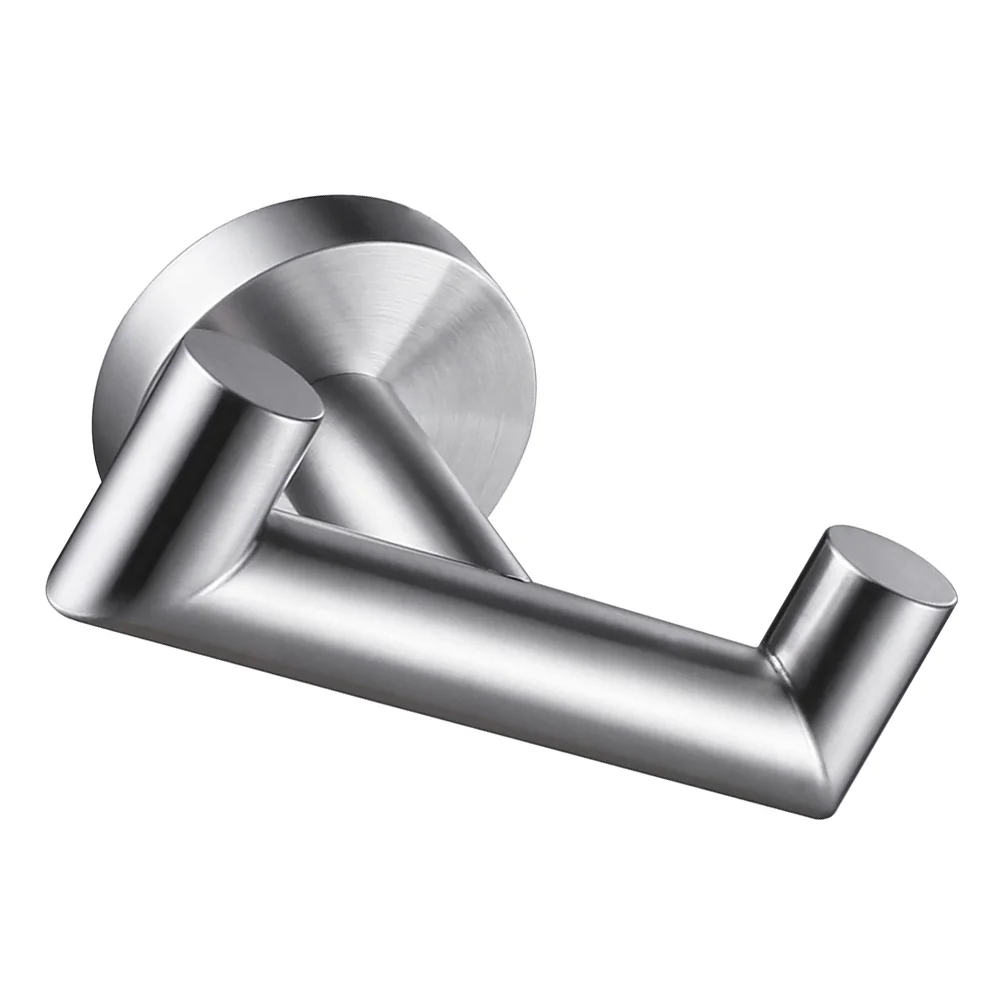 

Coat Hook Wall Double Towel Heavy Duty Rack Bathroom Robe Holder Stainless Hanger for Round Kitchen Wall-mounted