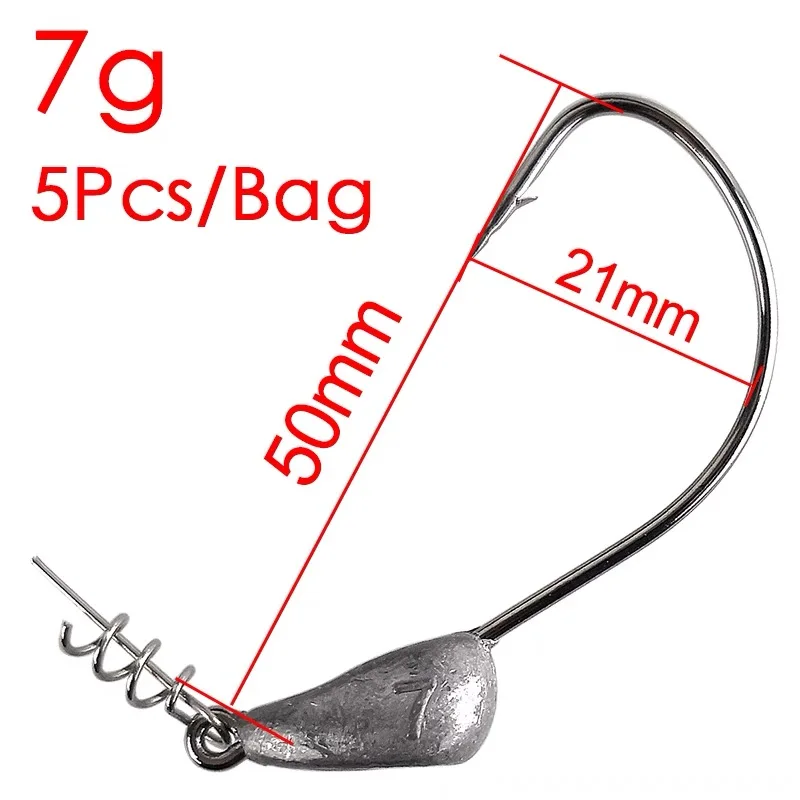 Hameçon jig head avec émerillon de 3.5g à 21g pour leurre souple worm et pêche aux leurres