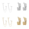 85592-a59b82.jpeg Boucles d'oreilles coréennes couleur or Double chaîne, Piercing d'oreille pour femmes, style Boho, Zircon fin, bijoux à la mode