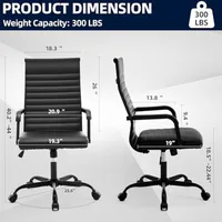 Office Chair, Adjustable Height Mid-Back Swivel Chair with Padded Seat and Square Tube Armrests, Offices Chairs 2