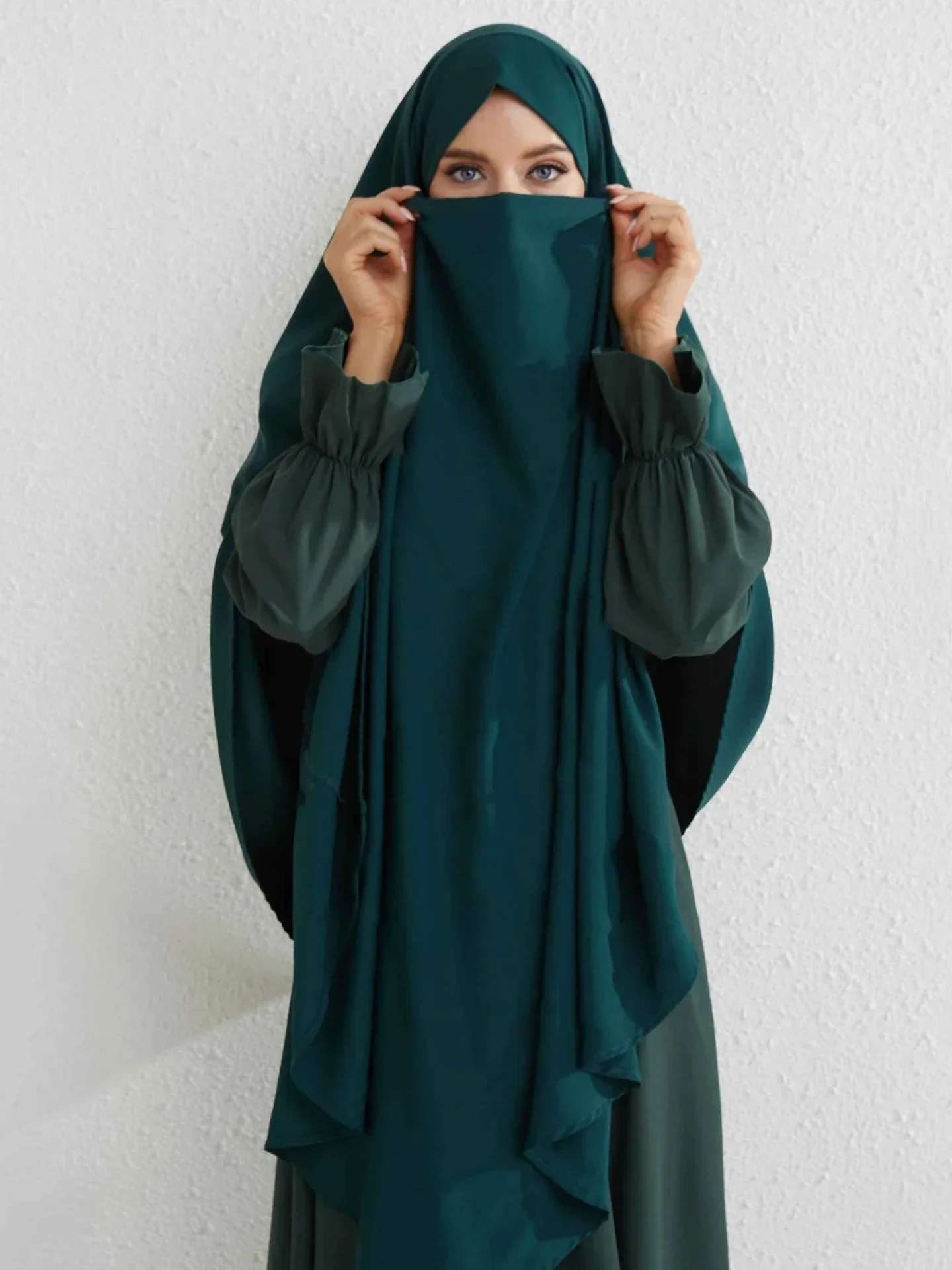 Layered Long Khimar for Muslim Women Prayer Clothes Ramadan Eid Jilbab Headscarf Shawl Turkish Hijab Veil Djellaba Niqab Hijabs