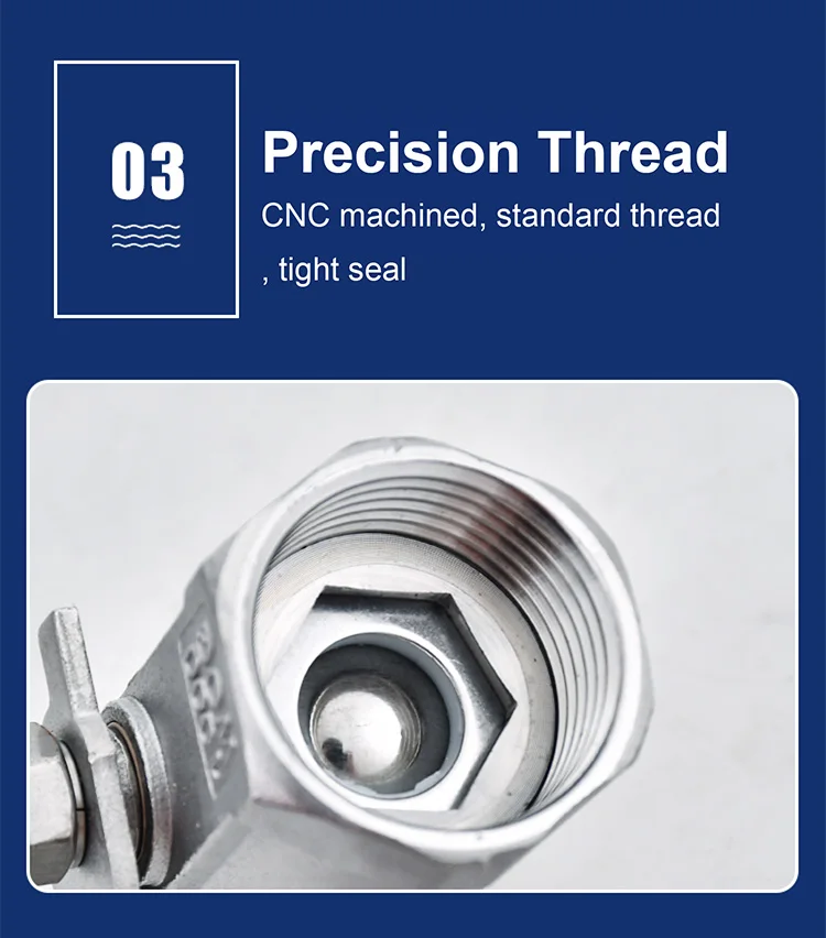 Stainless Steel One Piece Ball Valve 304 316 Female Thread 1/2 3/4 Inch Shut Off
