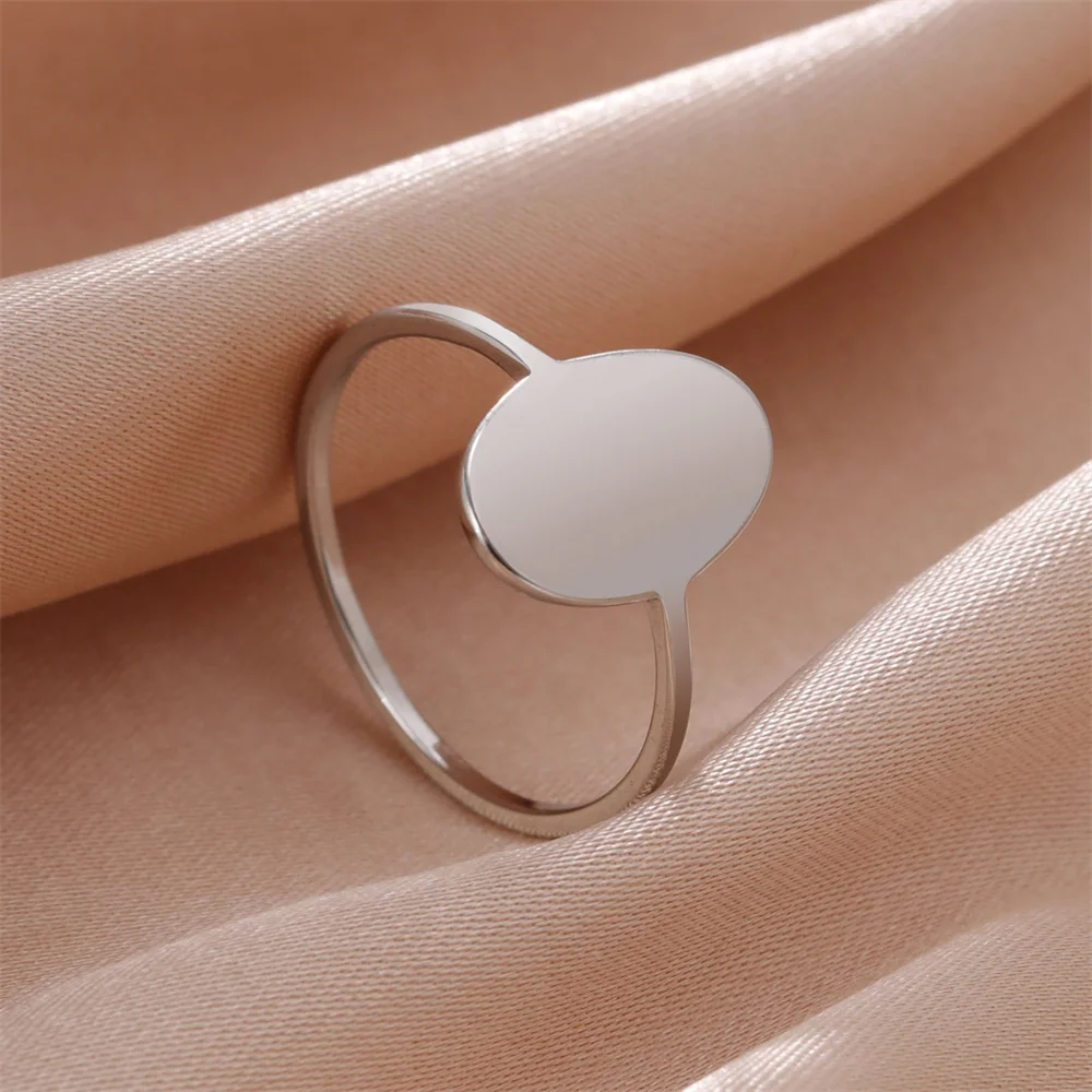 Edelstahl Frauen Ring Coole Punk Einfache Runde Signet Finger Ringe Vintage-Schmuck Gold Farbe Für Männer Bar Party Zubehör – Detail 8