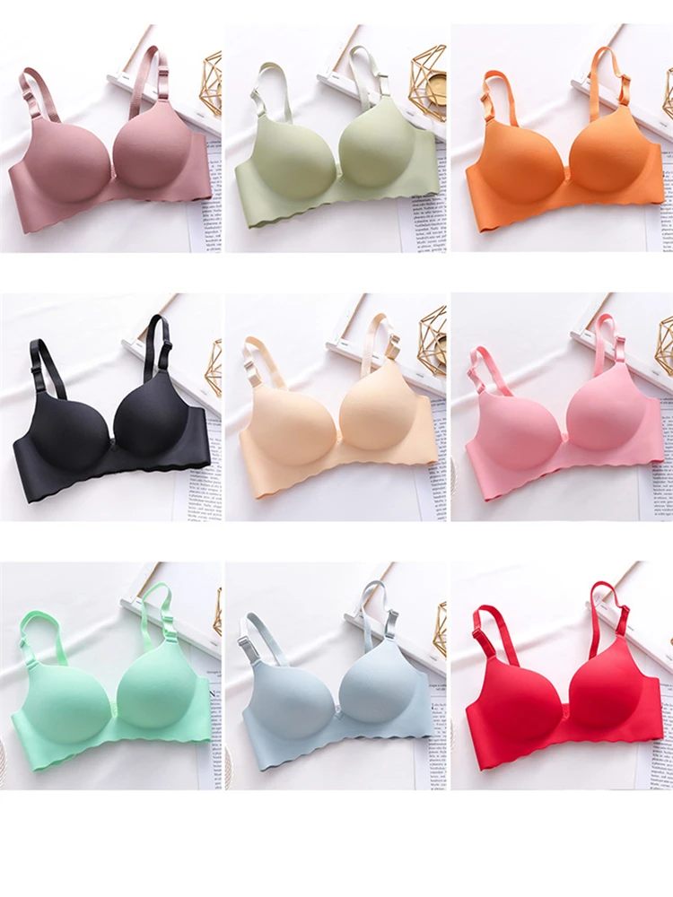 Candy Color Bra Sexy Wireless One-Piece Corset Cozy Breathable Underwear Lingerie Gather Push Up Seamless Bralette Soutien Gorge