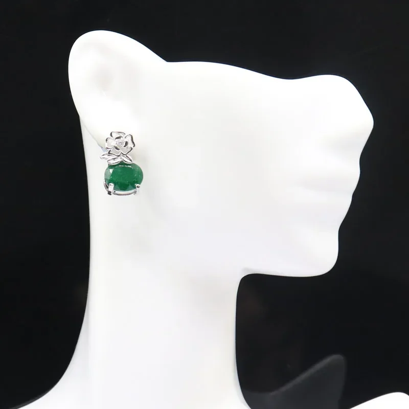 Customized 925 SOLID STERLING SILVER Earrings 3.3g Emerald Purple Spinel Tourmaline Garnet Blue Sapphire Women Gift Eye Catching