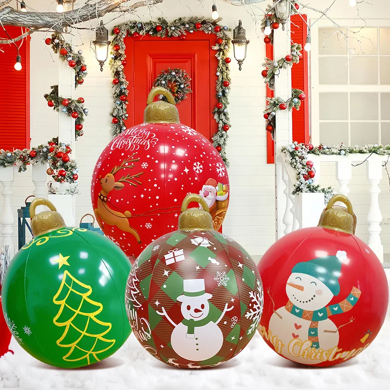 Outdoor Christmas Inflatable Decorated Ball - 24 Inch (60cm) PVC Giant Ball For Yard, Garden, Porch Decoration - View #3