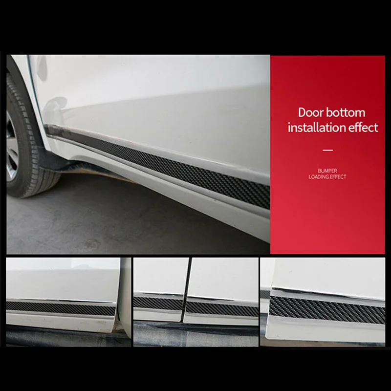 

Door Anti-collision Strip Carbon Fiber Silver Protector Edge Guard Truck SUV Anti-scratch Accessory 1 roll Side Skirt