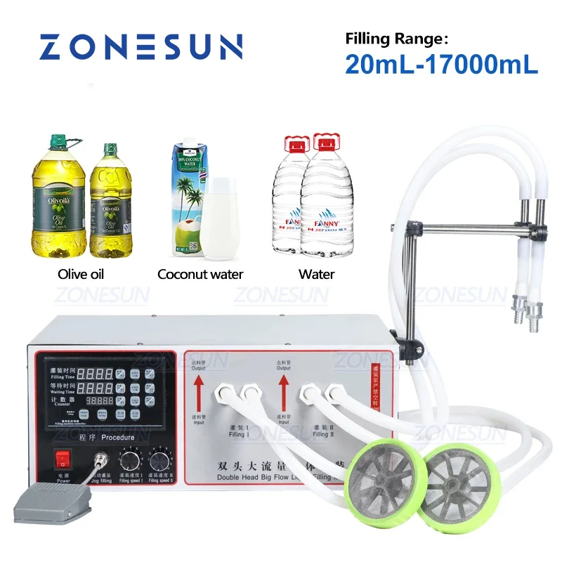 

ZONESUN полуавтоматическая машина для розлива двух сопел, устройство для розлива и розлива жидких Бутылок