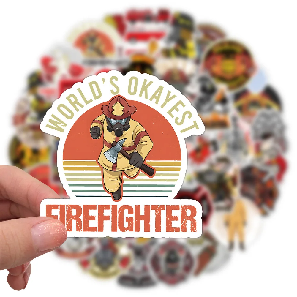 Cool Fireman Hero Cartoon Stickers Pack