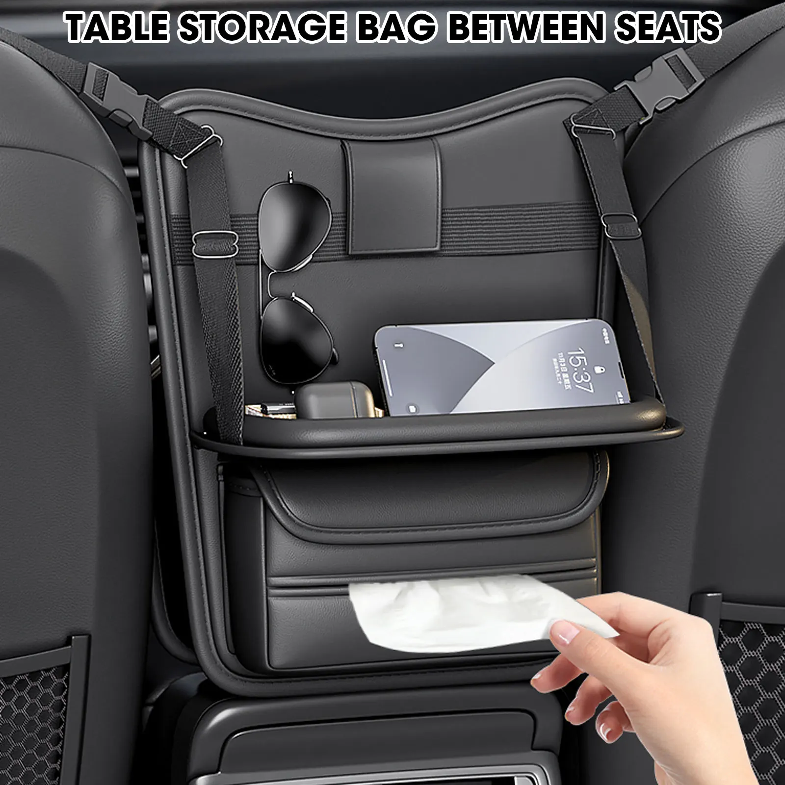 Portaborse per Auto, portaborse a rete per Organizer IN rete per Auto/porta libri/telefono, portafazzoletti 3-IN-1 organizzatori per interni Auto - immagine 3