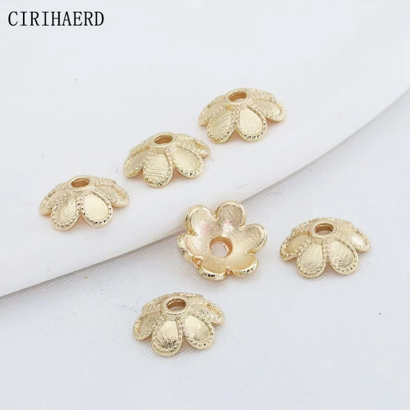 15-Piece 14K Gold Filled Flower Bead Caps (4mm) For Jewelry Making | Spacers For 5-11mm Beads