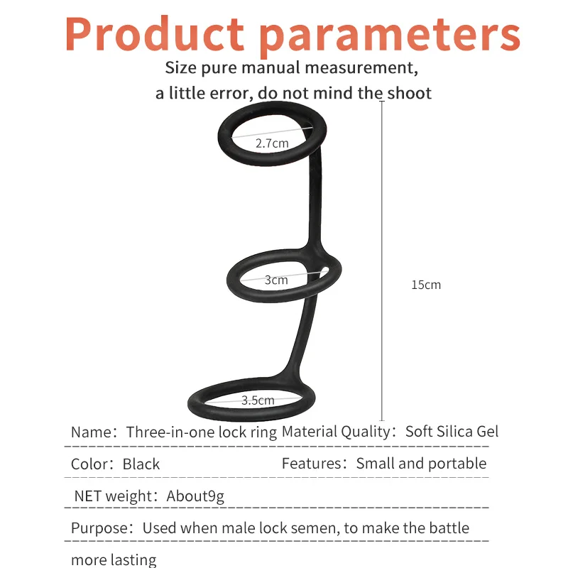 Soft Three-in-one Cock Ring Silicone Penis Ring Lock Ring Penis Delay Ejaculation SM Sex Toys For Men Gay Erection Enhance Ring — view 5
