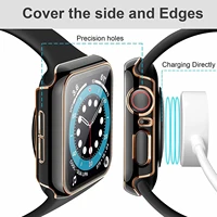Housse pour Apple watch, 44mm 40mm 45mm 41mm 42mm 38mm, accessoires PC, protecteur d'écran en verre trempé, série iWatch 7 8 5 6 SE 5