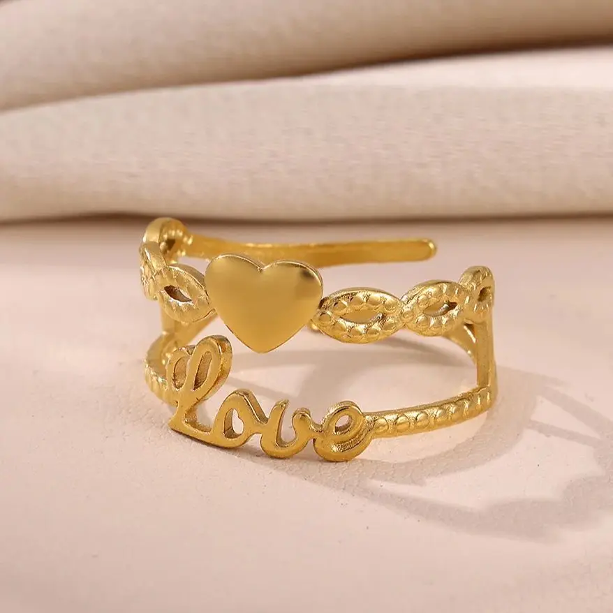 Love Design Rings for Women Gold