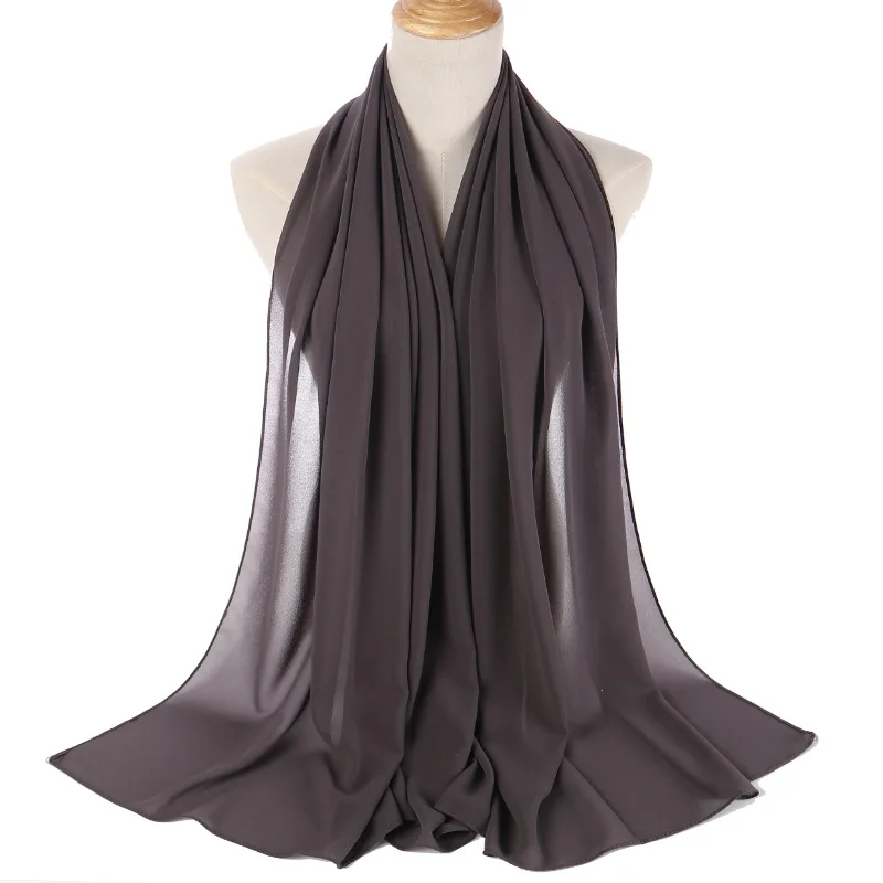 

Summer Monochrome Bib Pearl Chiffon Shawl Bubble Scarf Headscarf Solid Color Sunblock Air Conditioning Women's Veil Scarf D10