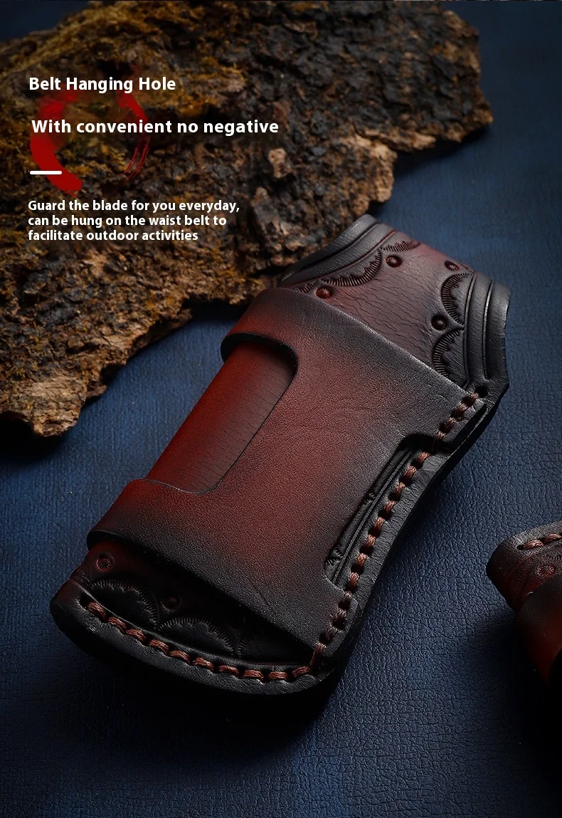 Oberschichtige Messerhülle aus Rindsleder, tragbares Outdoor-Messerholster, ein exquisites Geschenk, geeignet für die Versorgung Ihres Mannes oder Vaters – Detail 4