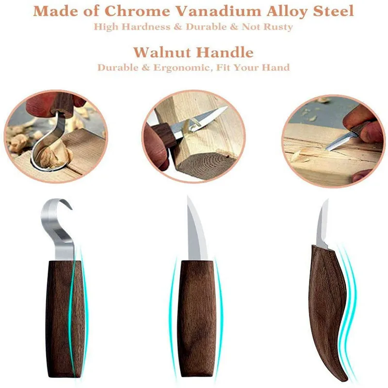 Wood Carving Kit Whittling Knife Spoon Chip Cutting Extraction Tool Compact  Gift