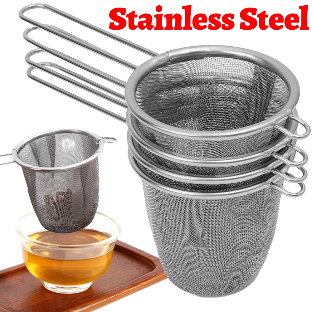 Stainless Steel Tea Infuser Reusable Tea Leak Filter Teapot Strainer Single Ear Shape Coffee Herb Spice Diffuser Handle