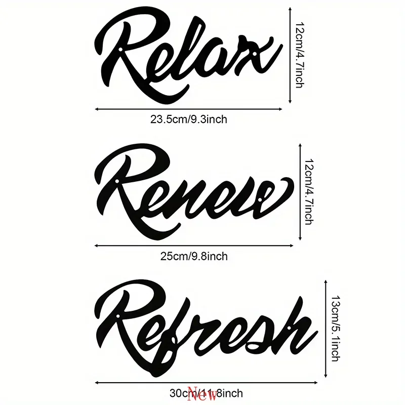 

Акция, 3 шт., металлические настенные вывески для ванной комнаты в фермерском стиле, вывеска с буквами, расслабляющий обновленный металлический знак, черный металлический декор для ванной комнаты, для дома