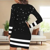 New women's sexy Christmas dress, fashionable printed long sleeved, slim fit, suitable for autumn Christmas 2