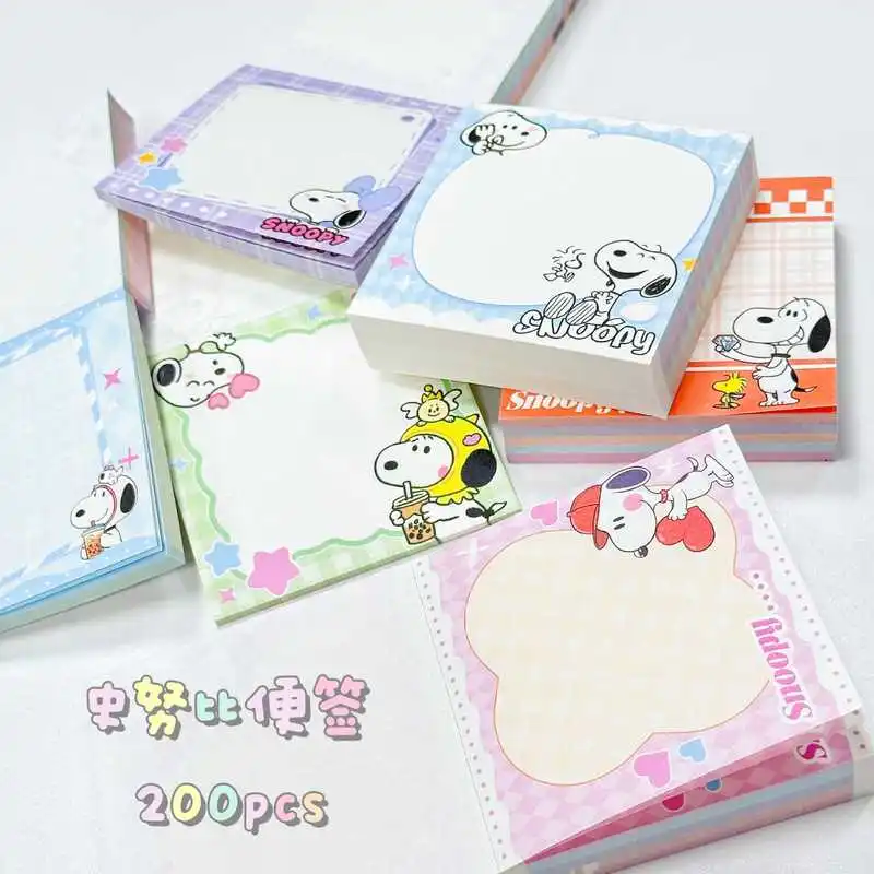 Cartoon Snoopy Sticky Notes 200 Sheets Thickened Easy Peel Self-Adhesive Memo Pad Notepad For School Office Student Supplies - 4
