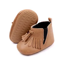 Pudcoco Newborn Baby Girl Ankle Boots Tassels PU Winter Boots Warm Baby Walking Shoes for Toddler Infant 0-18M 3