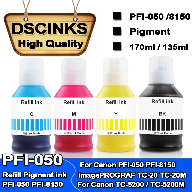 Ink Refill Kit Ink Cartridge Refill Kit Ink Refill PFI-050 8150 Refill Pigment Ink for Canon imagePROGRAF TC-20 TC-20M TC-5200 / TC-5200M printer PFI-8150 PFI-050 pigment ink