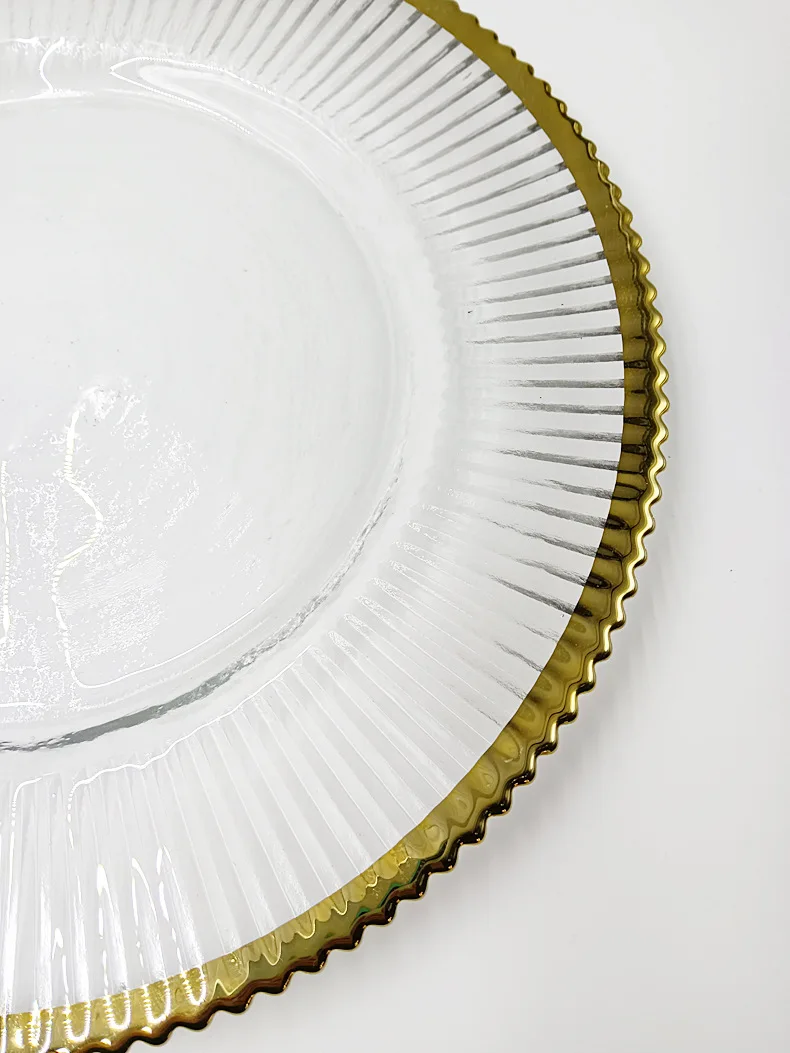 Clear Plastic Charger Trays With Gold Rimmed Stripe Acrylic Decorative Serving Trays 100