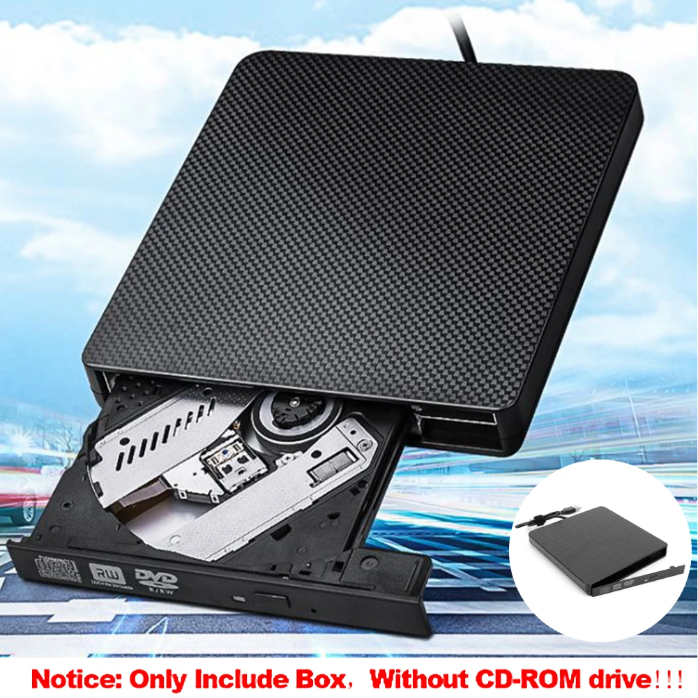 CD DVD Drive DVD CD Enclosure USB3.0 Type-C External Optical Drive Enclosure Plug and Play Leather Grain Non-slip For Laptop Notebook