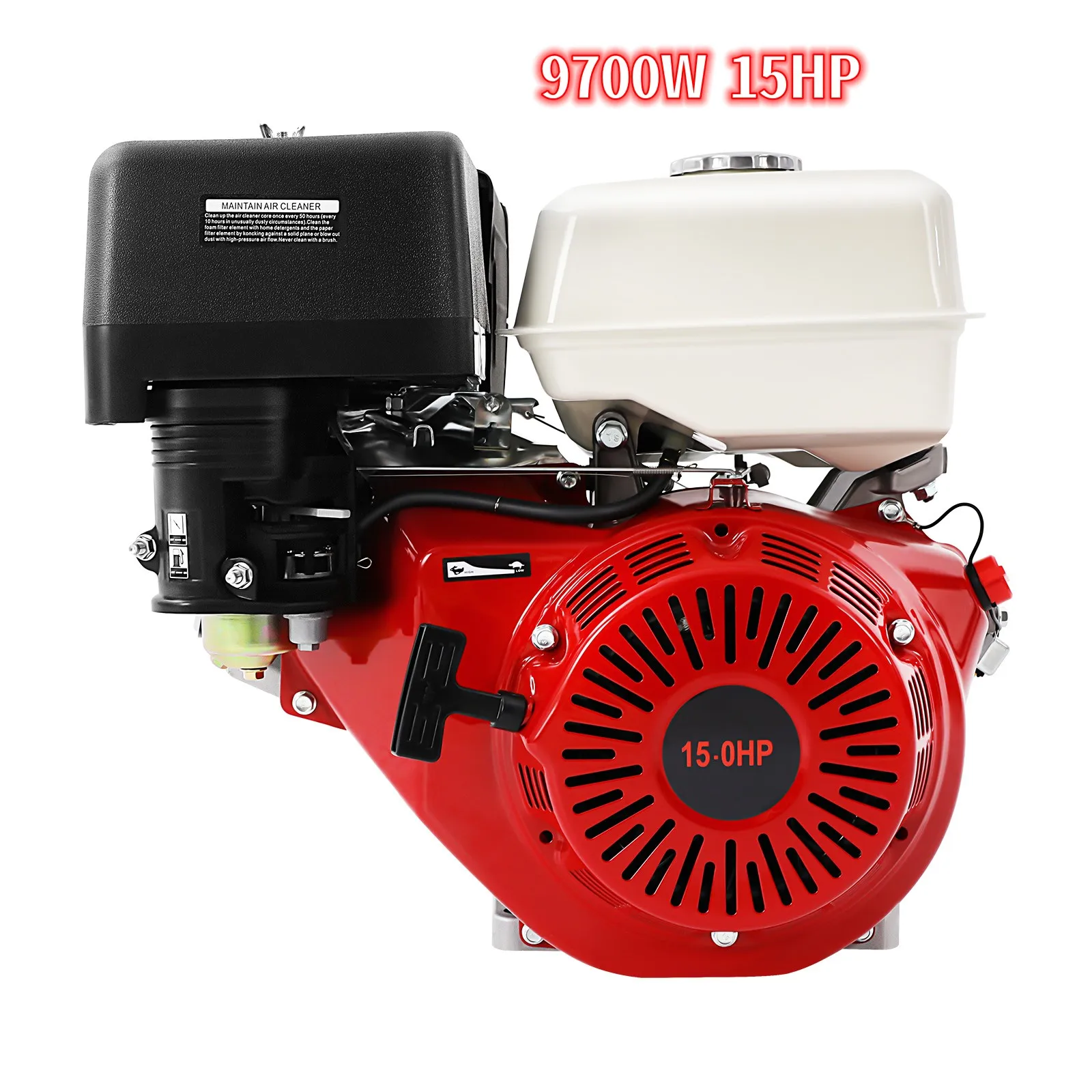 Silnik benzynowy 420cc, 4-suwowy, 15 KM, OHV, do gokartów, rozrusznik ręczny, jedno cylindrowy, z alarmem braku oleju.