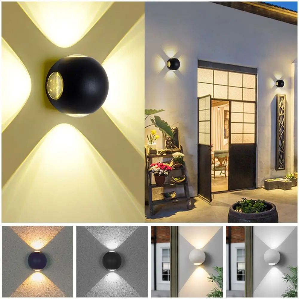 

Basement Light For Porch 2 Heads Ball Shape Wall Light Modern Courtyard Wall Lights Led Matte Light