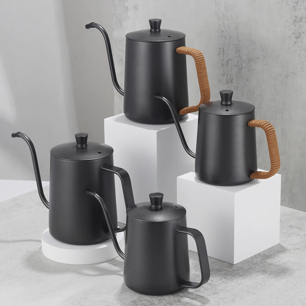 Description Picture 3 of itemDrip Kettle 350ml 600ml Coffee Tea Pot Non-stick Coating Food Grade Stainless Steel Gooseneck Drip Kettle Swan Neck Thin Mouth