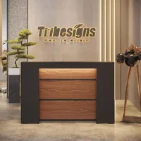 Modern Reception Desk with LED Lights, 63 Inches Front Counter Table for Reception Room, Lobby, Beauty Salon, Retail 1