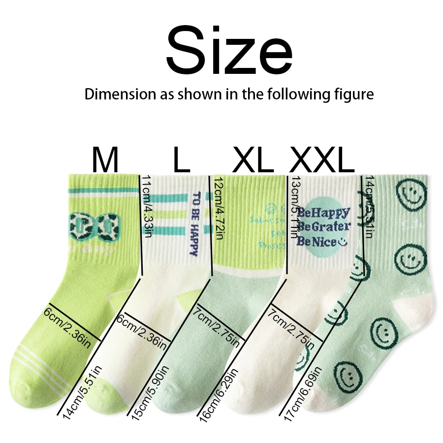 Children Socks 5 Pairs Korean Ins Style Fashionable Breathable Sports For Boys Girls