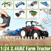 2.4G RC Farm Tractors Car 1/24 Radio Controlled Cars and Trucks with Light Simulated Engineering Truck Model Toys for Children 1