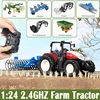 RC Farm Tractors Car 1/24 Radio Controlled Cars and Trucks 2.4G with Light Simulated Engineering Truck Model Toys for Children 2