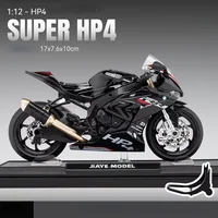 1:12 S1000RR HP4 Race Alloy Top luxury Sports Motorcycle Model Diecast Metal Road Racing Motorcycle Model Sound Light Kids Gifts 1
