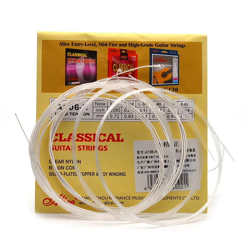 Classical Guitar String cordas da guitarra Clear Nylon String Hard Tension-Alice A106-H encordoamento 10set/lot classical guitar strings