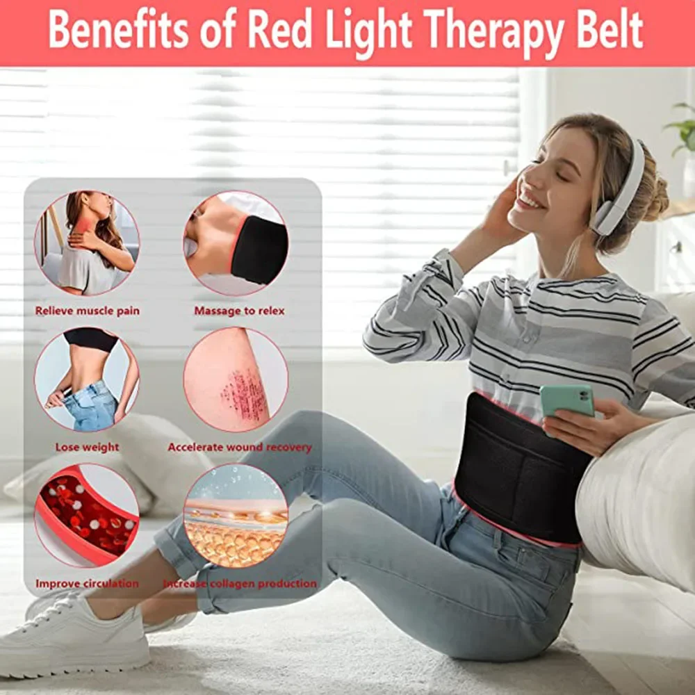 Infrared Red Light Therapy Belt For Body Pain Waist Relief Therapy Device With Timer For Muscle Shoulder Joints Pain Relief