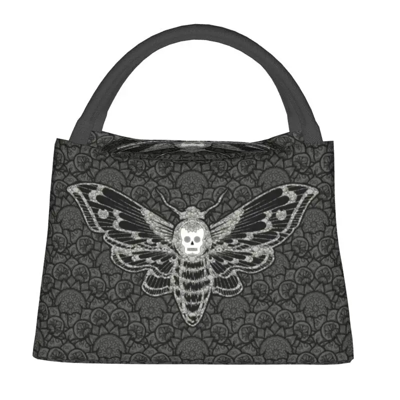 Gothic Death Moth Resuable Lunch Box Women Waterproof Cooler Thermal Food Insulated Occult Witchcraft Lunch Bag Picnic Bags